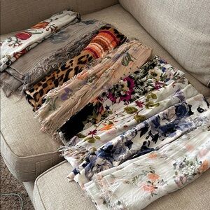 Scarves / Hanger Bundle—8 beautiful long rectangular scarves with a Scarf Hanger